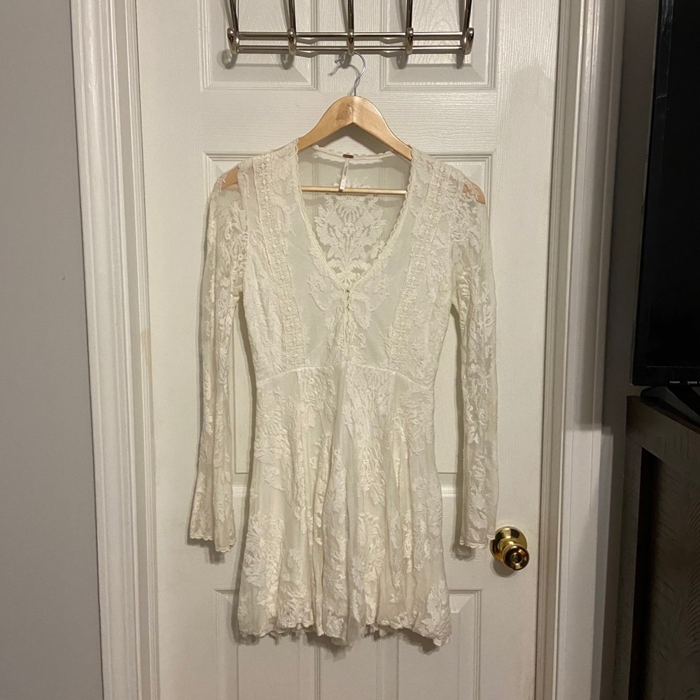 Free People White Lace Mini Dress